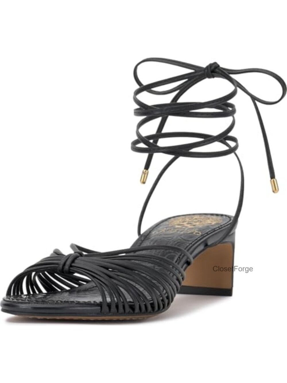 Vince Camuto Lory Ankle Wrap Kitten Heel Sandals Strappy Heels